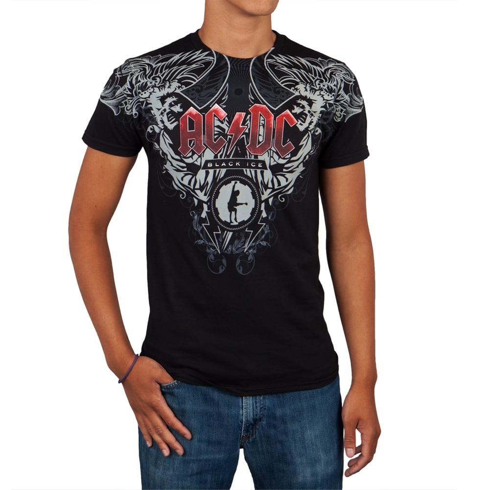 AC/DC Officially Licensed Black Ice Album Art, Soft Cotton Men's T ...