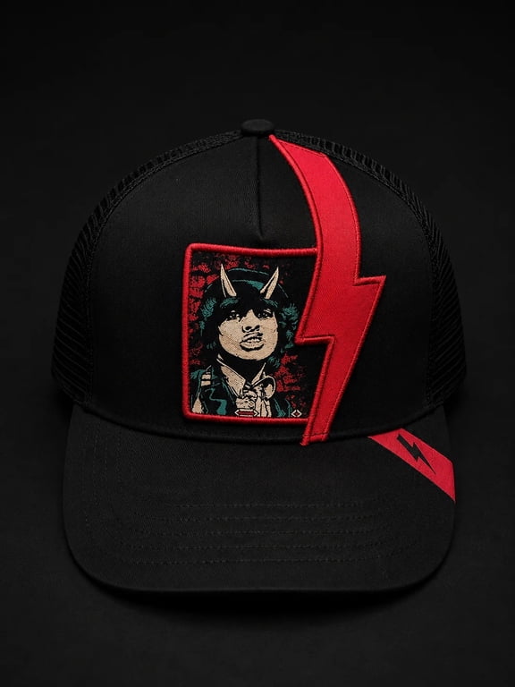 AC/DC - Bon Bolt Cut - 5 Panel Trucker Hat - Black