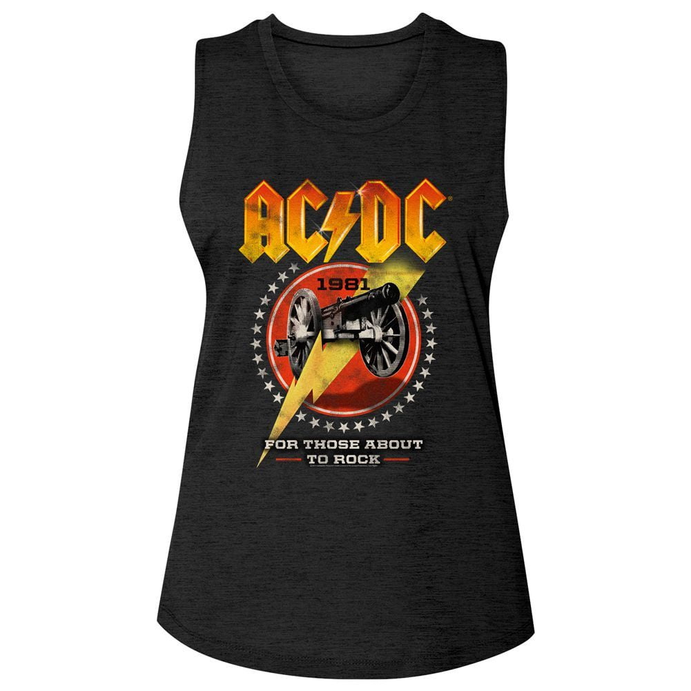 AC/DC Cannon Lightning Black Women's Muscle Tank Top T-Shirt - Walmart.com