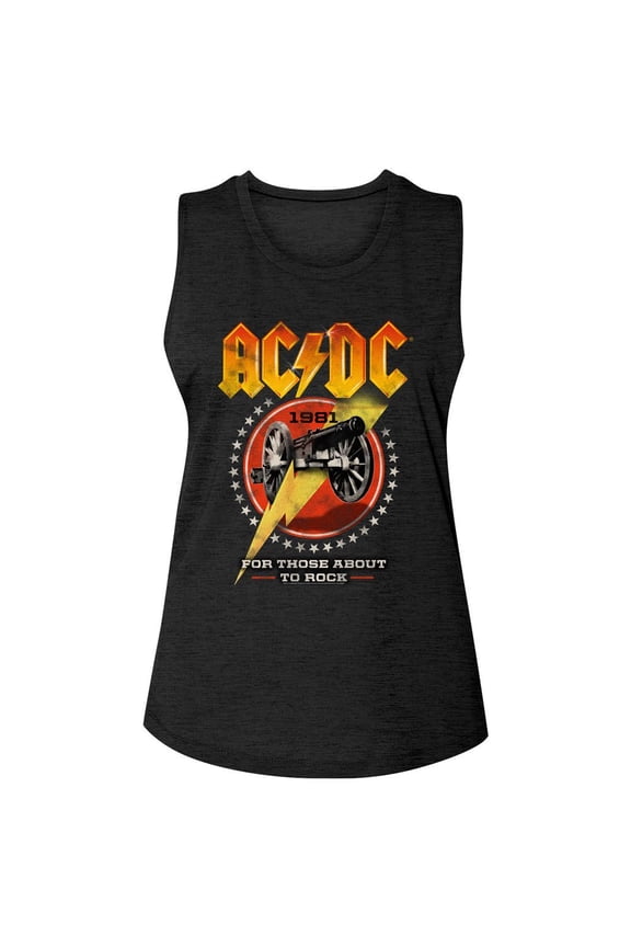 AC/DC Cannon Lightning Black Women's Muscle Tank Top T-Shirt