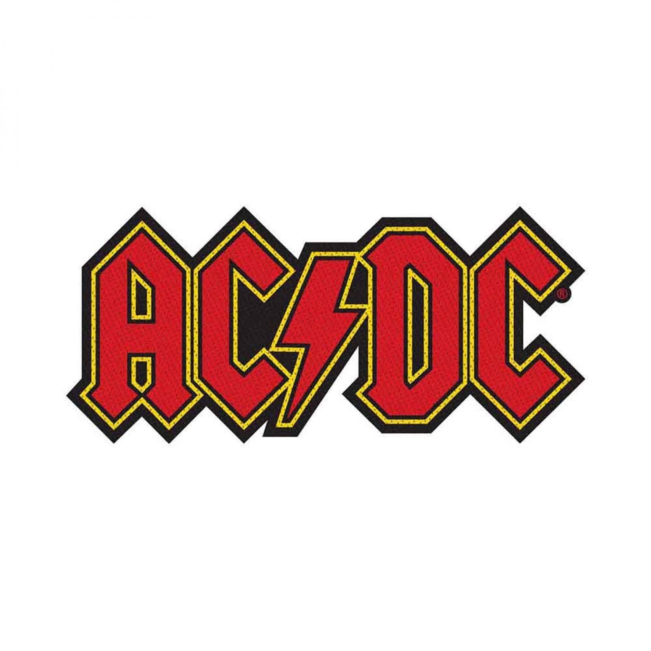 AC/DC Classic Lightning Logo Official New Black Woven Cut Out Patch ...