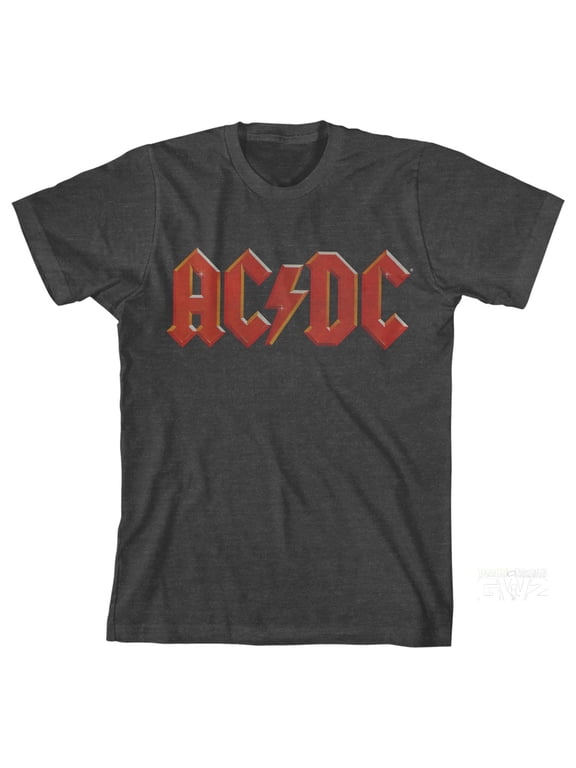AC/DC Classic Logo Heather Gray Boy's Short Sleeve Tee-M