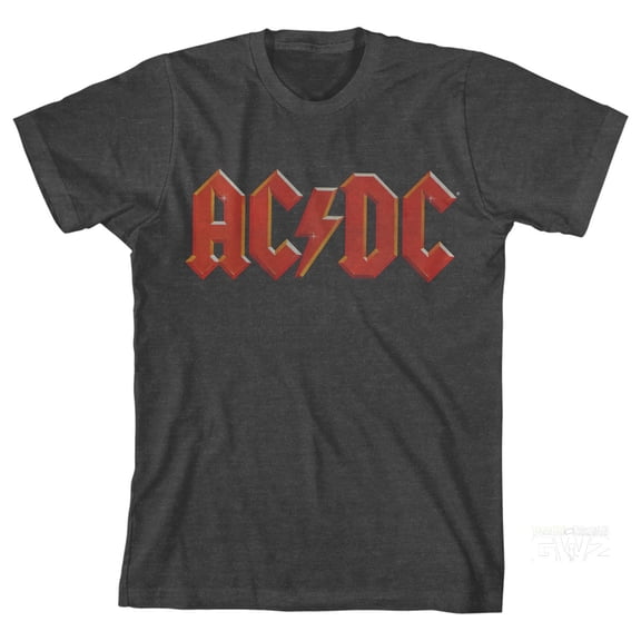 AC/DC Classic Logo Heather Gray Boy's Short Sleeve Tee-XS