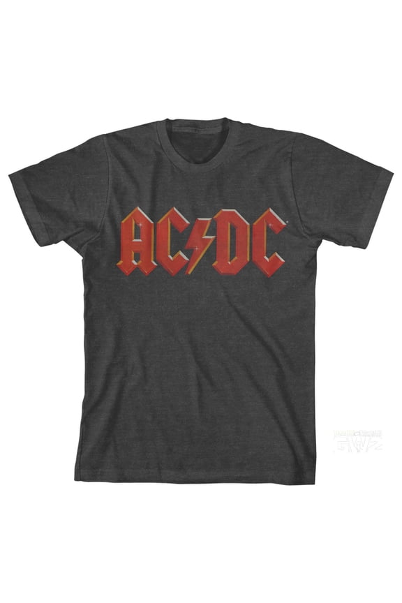 AC/DC Classic Logo Heather Gray Boy's Short Sleeve Tee-XS