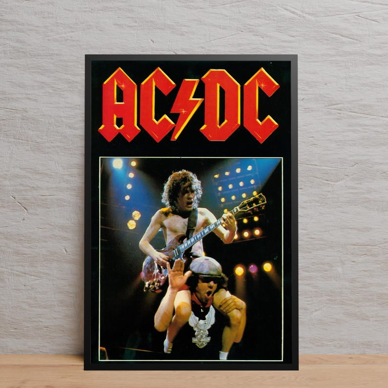 AC/DC Classic Rock Concert Poster Illustrated Tour Art Wall Decor Size ...