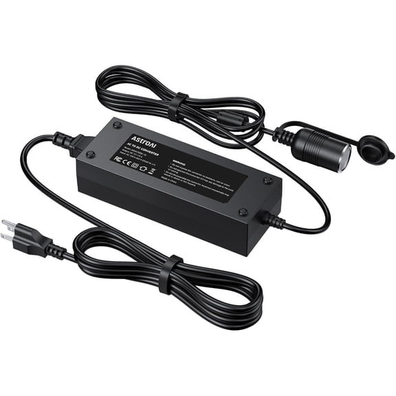 AC to DC Converter 10A/120W/7.78FT/110V to12V Converter, Car Cigarette Lighter Adapter, AC/DC Power Supply Adapter Transformer for Inflator, Refrigerator, and Other Devices
