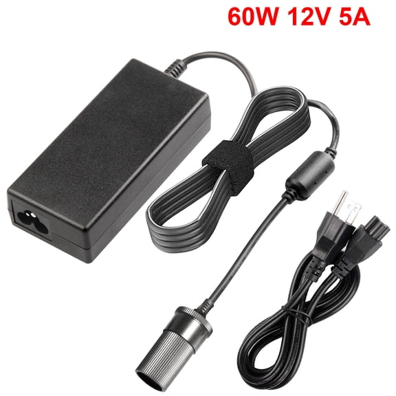 AC to DC Converter 110~220V to 12V 5A 60W Power Supply Car Cigarette Lighter Adapter to Wall Plug AC to DC Adapter for Car Vacuum Cleaner Inflator Refrigerator Cooler and Other Car Devices