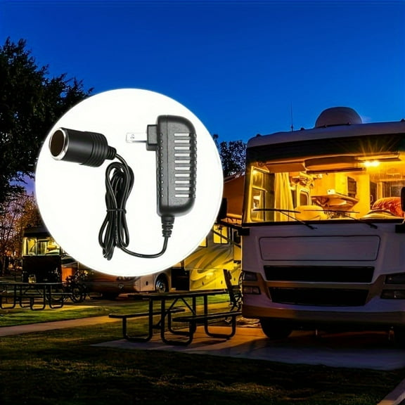 AC to DC Converter 12V 2A 24W, Universal 110-240V AC Input to 12V DC Output Power Adapter with Standard Car Cigarette Lighter Socket, for In-Car, Home, Office & Travel (GPS, Dash Cam, Phones,Tablets)