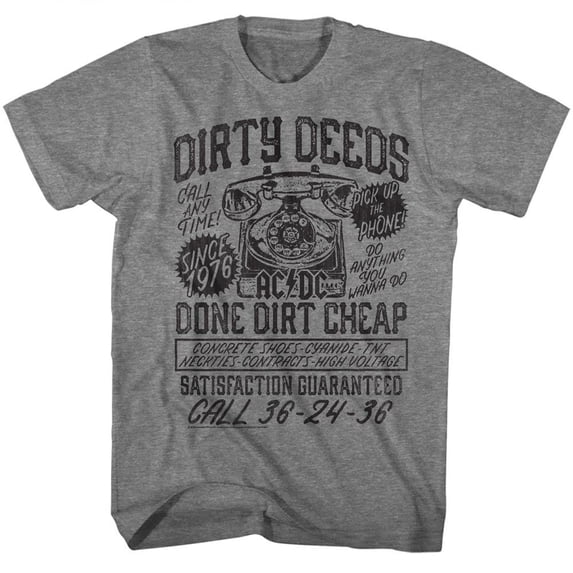 AC/DC D4C Graphite Heather Adult T-Shirt 3Xl