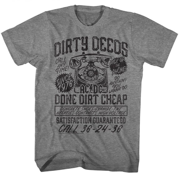 AC/DC D4C Graphite Heather Adult T-Shirt 3Xl