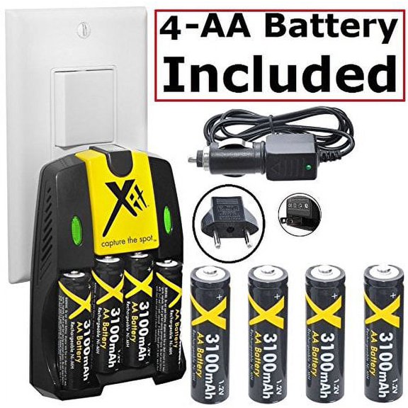 AC-DC Dual Volt Turbo Charger With Ultra Super 4AA Battery For Sony DSC-H300