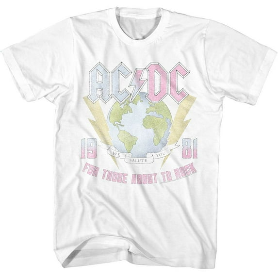 AC/DC Earth For Those About To Rock White Adult T-Shirt Xl