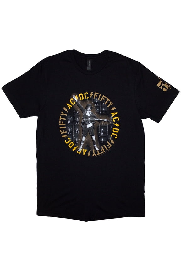 AC/DC Unisex T-Shirt Fifty Angus Repeat (Black) (X-Large)