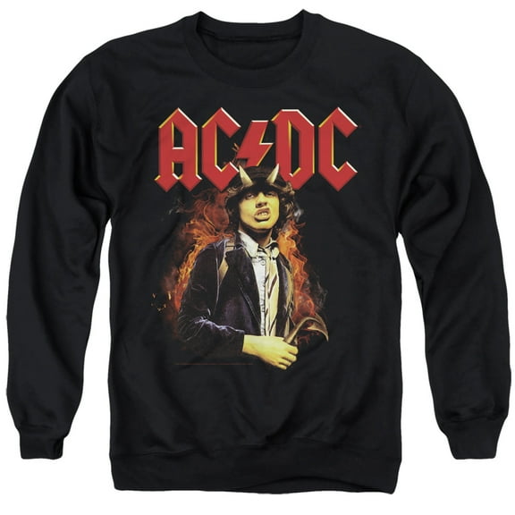 AC/DC Fire And Horns Unisex Adult Pull-Over Sweatshirt Black