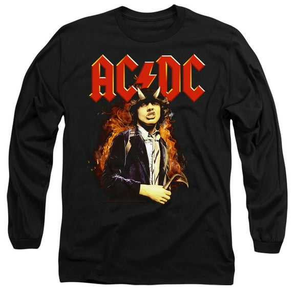 AC/DC Fire and Horns Unisex Adult Long-Sleeve T-Shirt Black