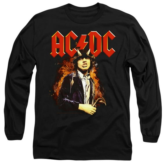AC/DC Fire and Horns Unisex Adult Long-Sleeve T-Shirt Black
