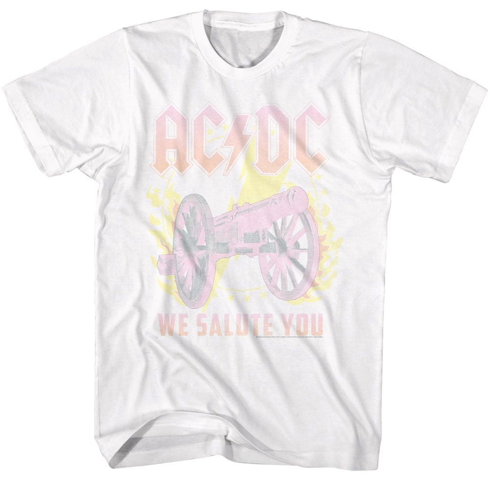 AC/DC Flame Cannon White Rock and Roll Music Band Shirt - Walmart.com