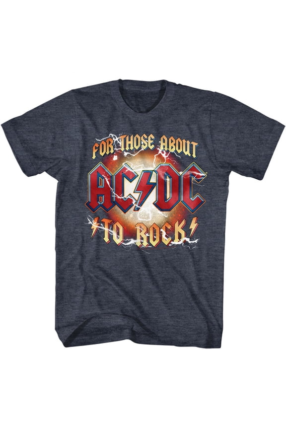 AC/DC For Those About To Rock Navy Heather Adult T-Shirt
