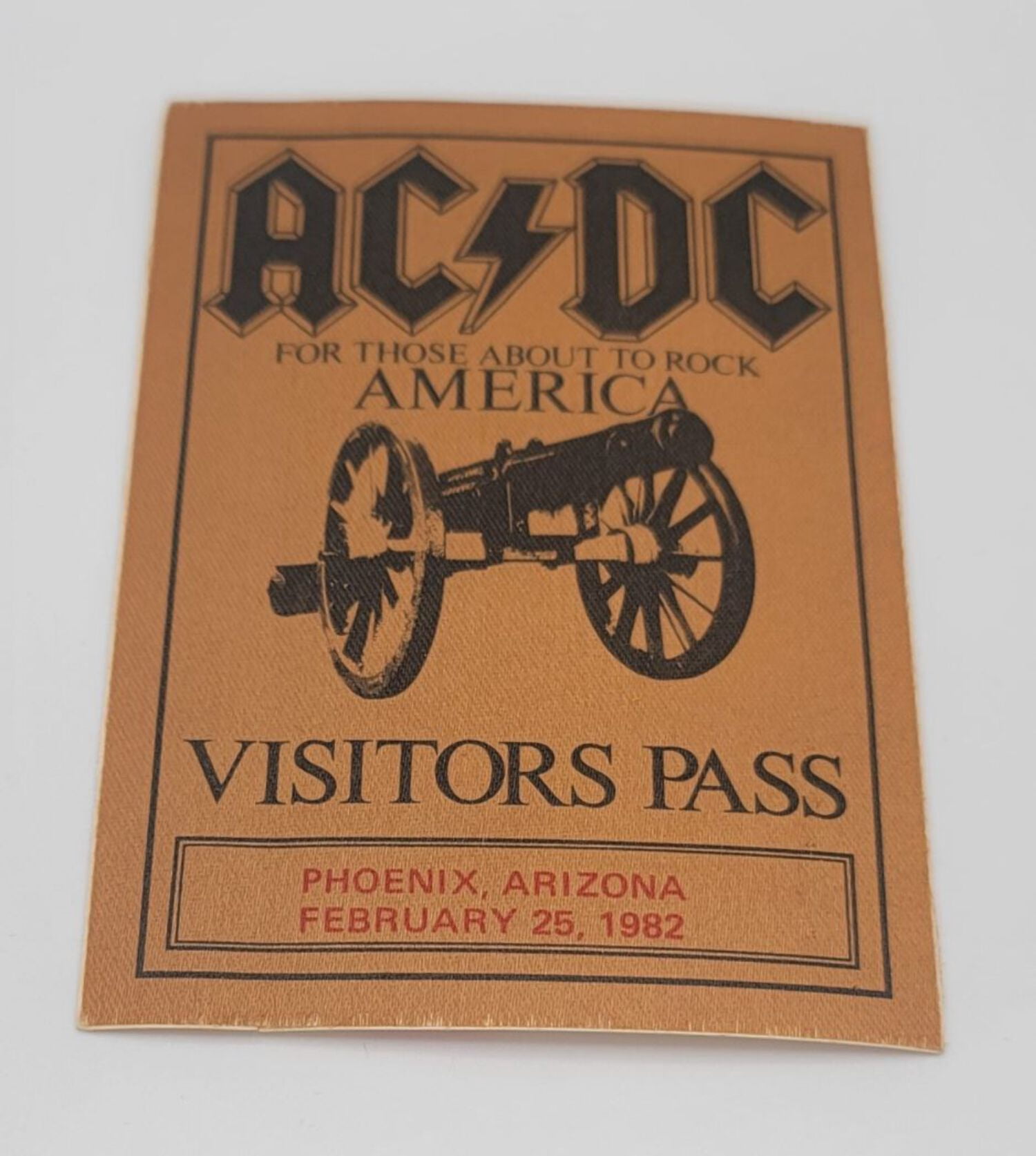 AC/DC For Those About to Rock America Tour 1982 Phoenix Backstage Pass ...
