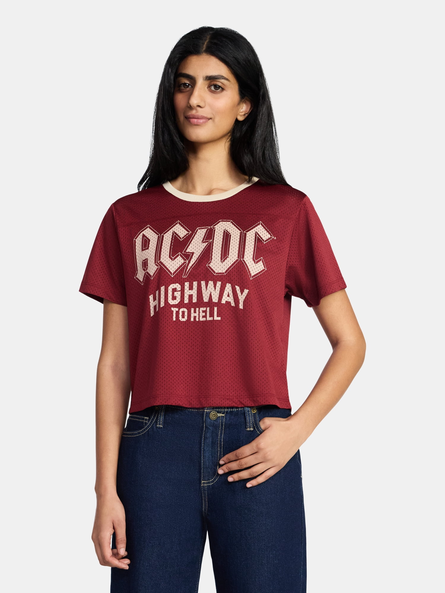 AC/DC Women's Graphic Jersey with Short Sleeves, Sizes XXS-XXL