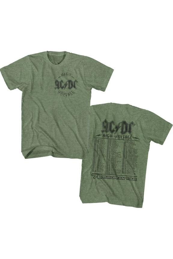 AC/DC HV 76 Tour Military Green Heather Adult T-Shirt