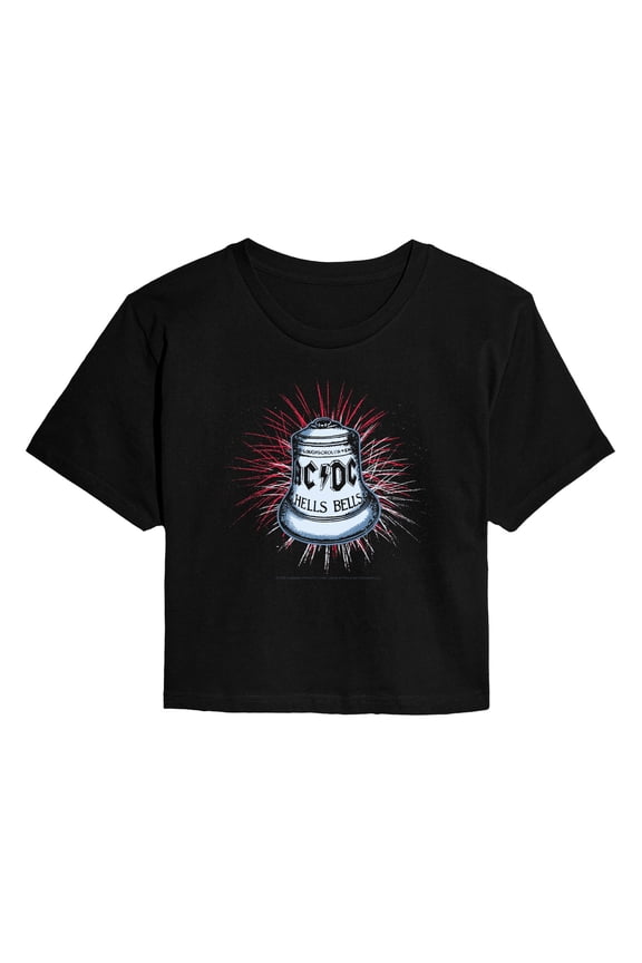 AC/DC - Hells Bells Fireworks - Juniors Cropped Graphic T-Shirt