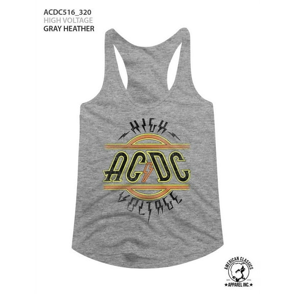 AC/DC High Voltage Gray Heather Junior Women's Racerback Tank Top T-Shirt