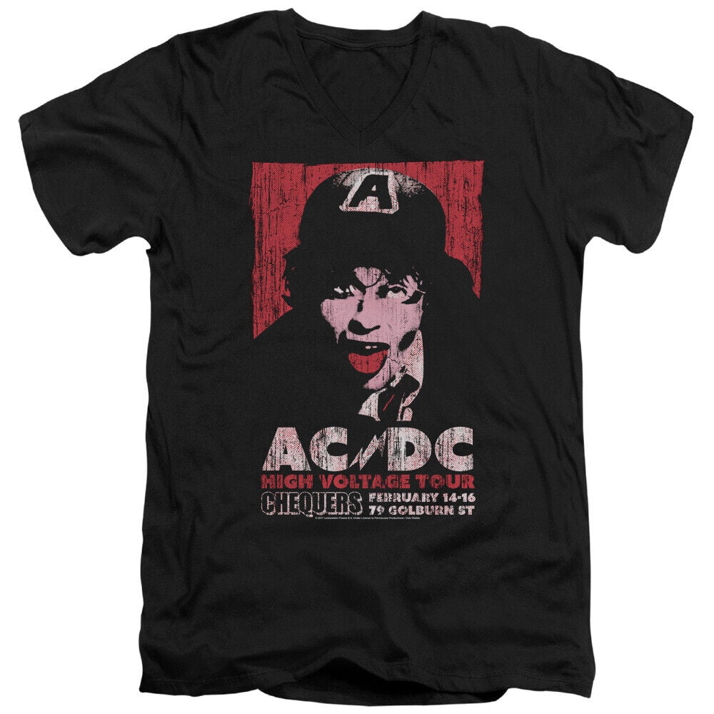 AC/DC High Voltage Tour Chequers Black Vneck Shirt