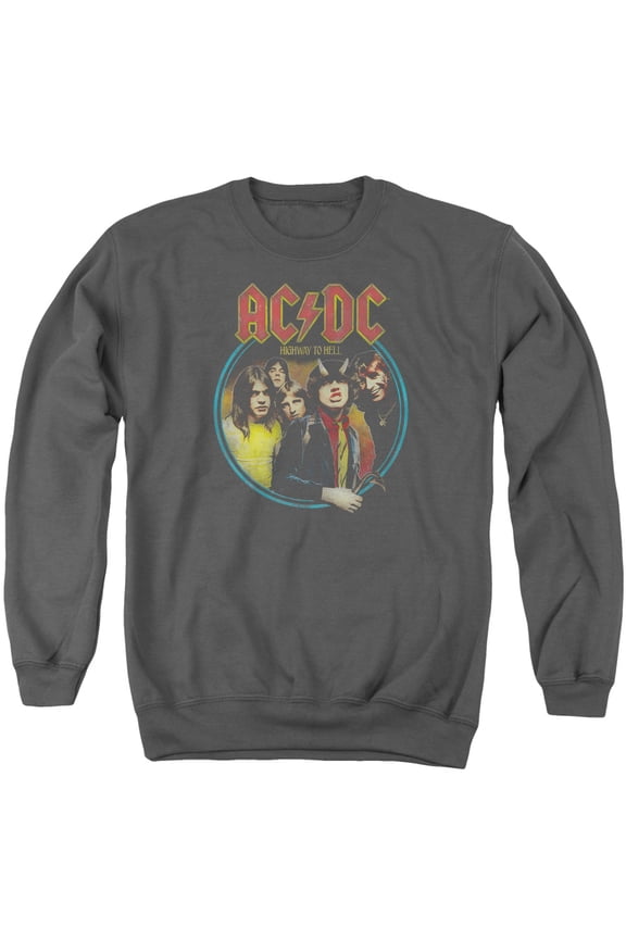 AC/DC Highway To Hell Adult Crewneck Sweatshirt Charcoal