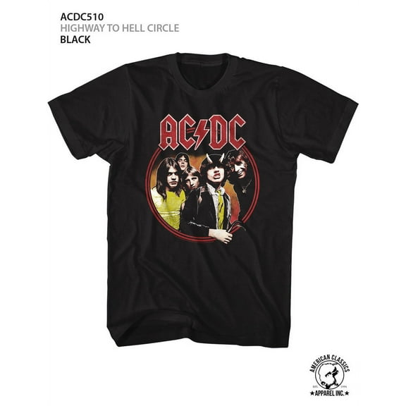 AC/DC Highway To Hell Circle Black Adult T-Shirt