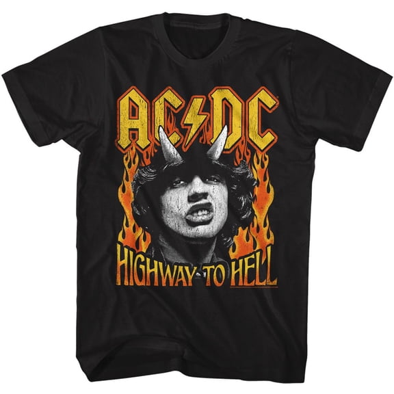 AC/DC Highway To Hell Fire Black Adult T-Shirt M