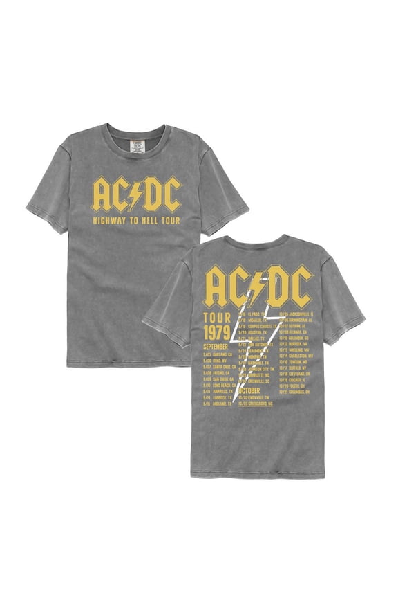 AC/DC Highway To Hell Tour 1979 Fb Gray Adult S/S Comfort Color Tshirt ***F&B*** M