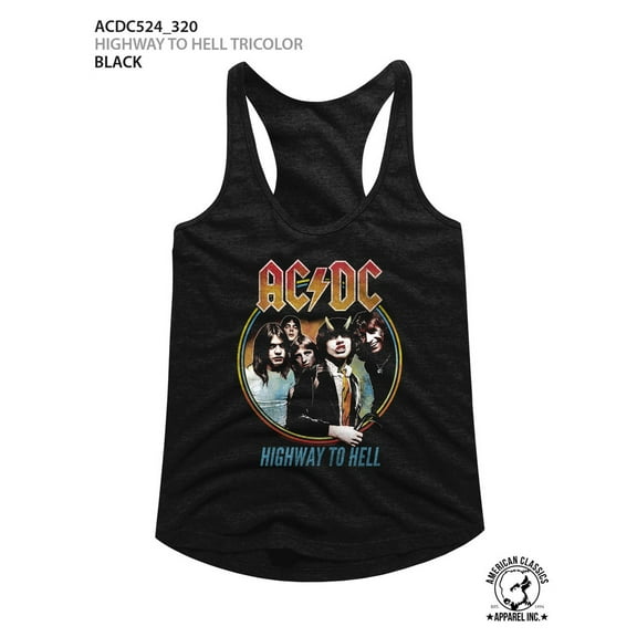 AC/DC Highway To Hell Tricolor Black Junior Women's Racerback Tank Top T-Shirt
