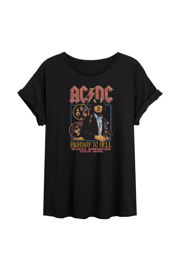 - Highway Tour - Juniors Oversized Graphic T-Shirt