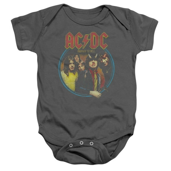 AC/DC Highway to Hell, Charcoal Baby/Toddler Unisex Boy Girl Onesie Short Sleeve Snapsuit (12 Months), Charcoal