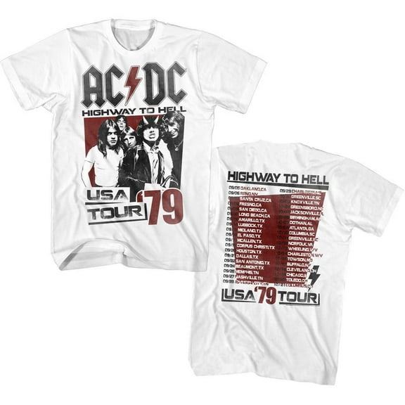 AC/DC Hth Tour 79 White Adult T-Shirt 6Xl ***F&B***