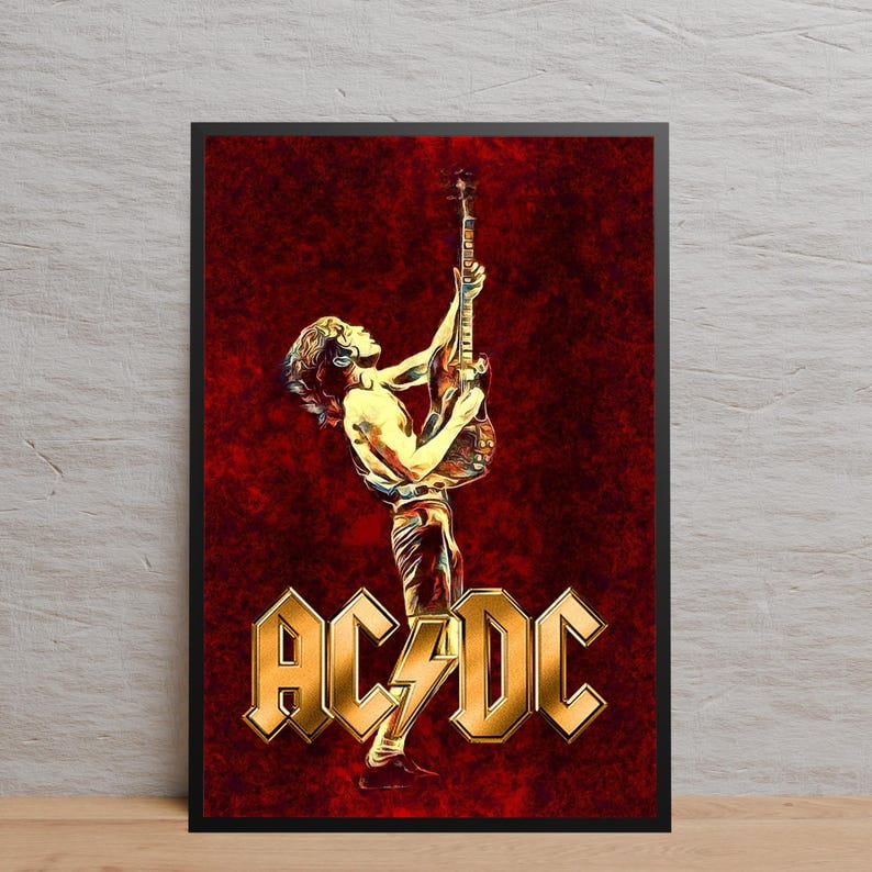 AC/DC Iconic Rock Band Album Style Wall Decor Retro Music Poster Size ...