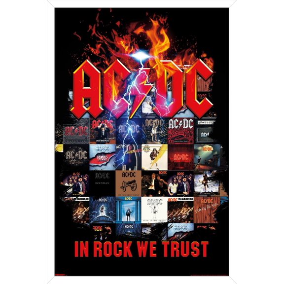 AC/DC - In Rock We Trust Collage Wall Poster, 22.375" x 34" Framed