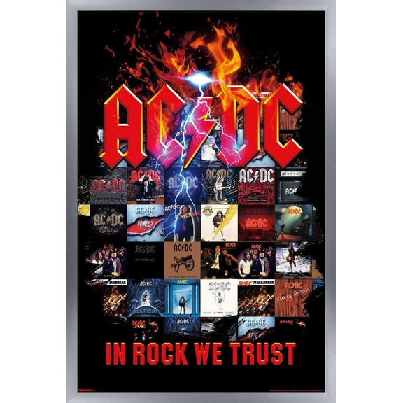 AC/DC - In Rock We Trust Collage Wall Poster, 22.375" x 34" Framed