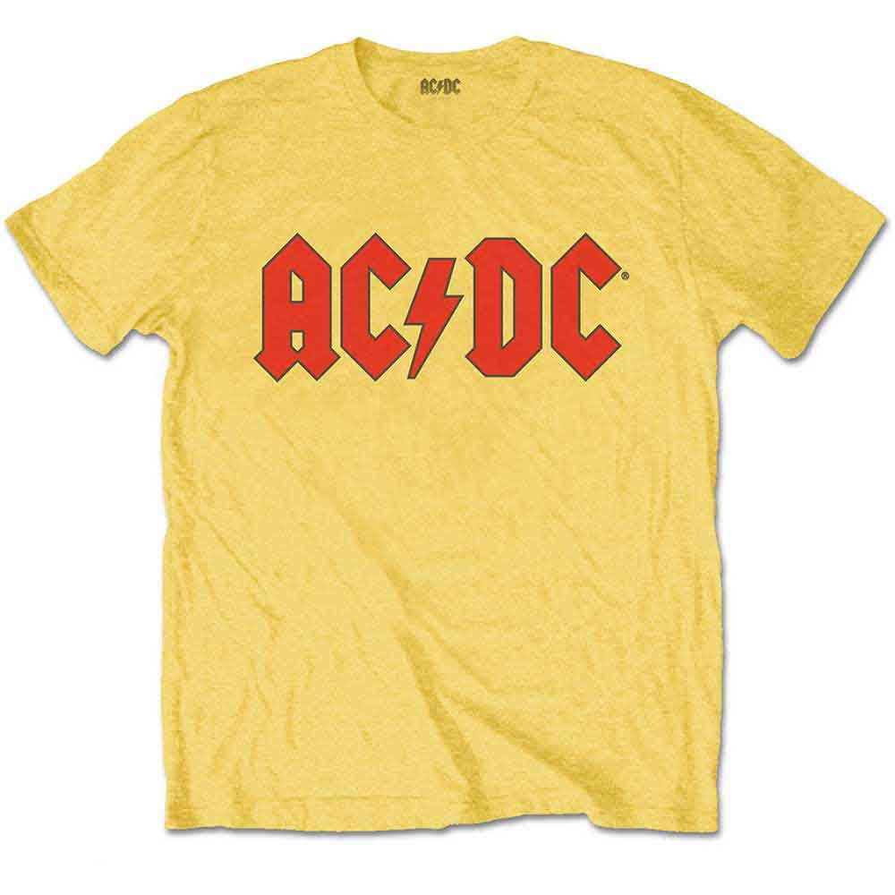 AC/DC Kids T Shirt Classic Band Logo new Official Yellow (Ages 3-14 yrs ...