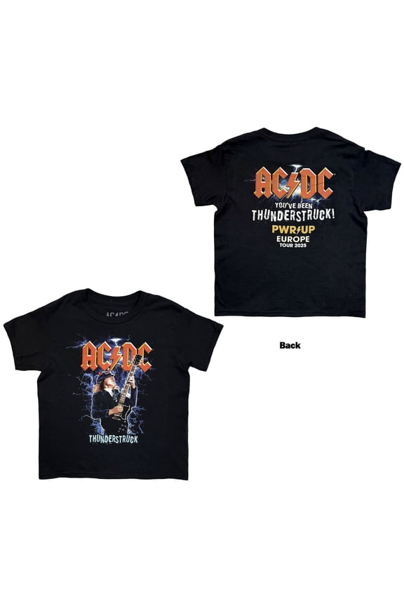 AC/DC Kids T-Shirt: Thunderstruck EU Tour '25 (Black) (Back Print & Ex-Tour) (7-8 Years)