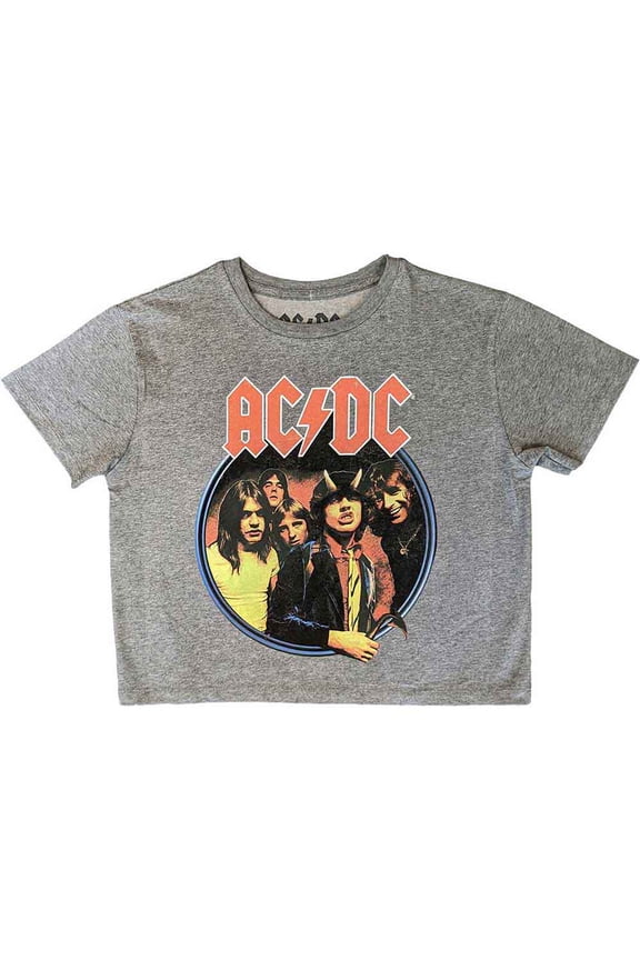 AC/DC Ladies Crop Top: Highway To Hell Circle (Large)