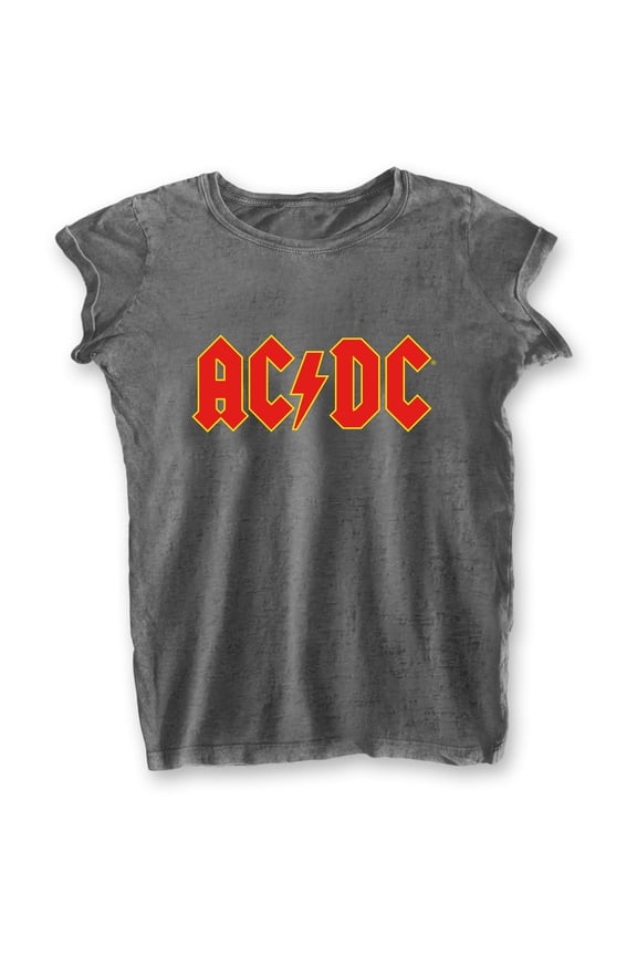 AC/DC Ladies T-Shirt: Logo (Burnout) (Small)