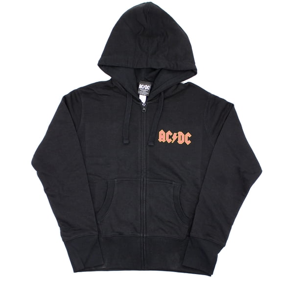 AC/DC Ladies Zipped Hoodie: Logo (Back Print) (Large)