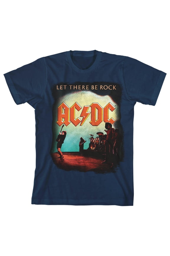 AC/DC Let There Be Rock Navy Boy's Short-Sleeve T-shirt-XS