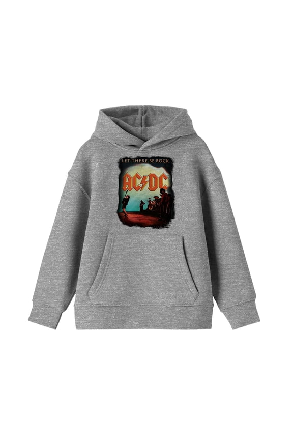 AC/DC Let There Be Rock Poster Youth Athletic Gray Hoodie -L