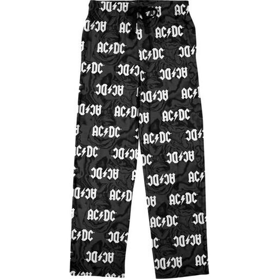 AC/DC Lightning Bolt Logo All-Over Print Men's Black Sleep Pajama Pants ...