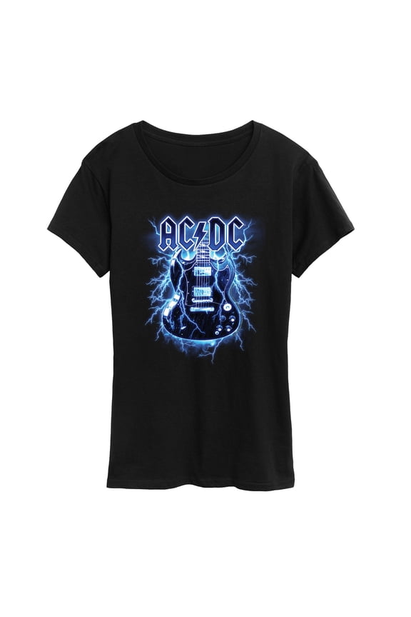 AC/DC - Lightning Guitar - Women's Short Sleeve Graphic T-Shirt