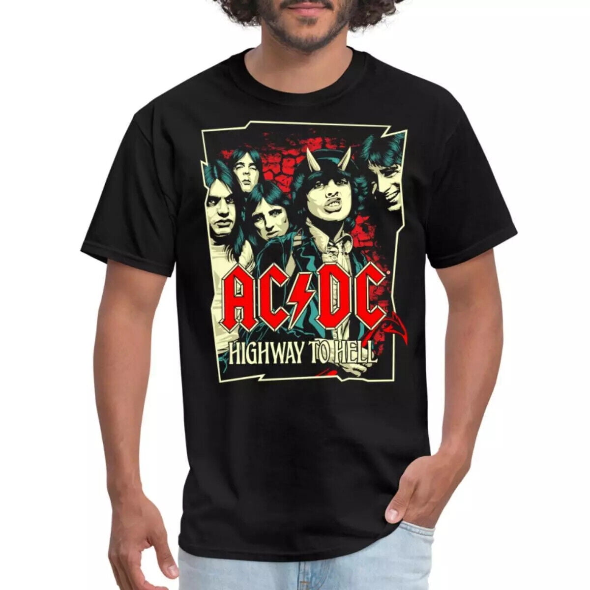 AC/DC Logo And Band Highway To Hell Album Men's T-ShirtChristmas Gift ...