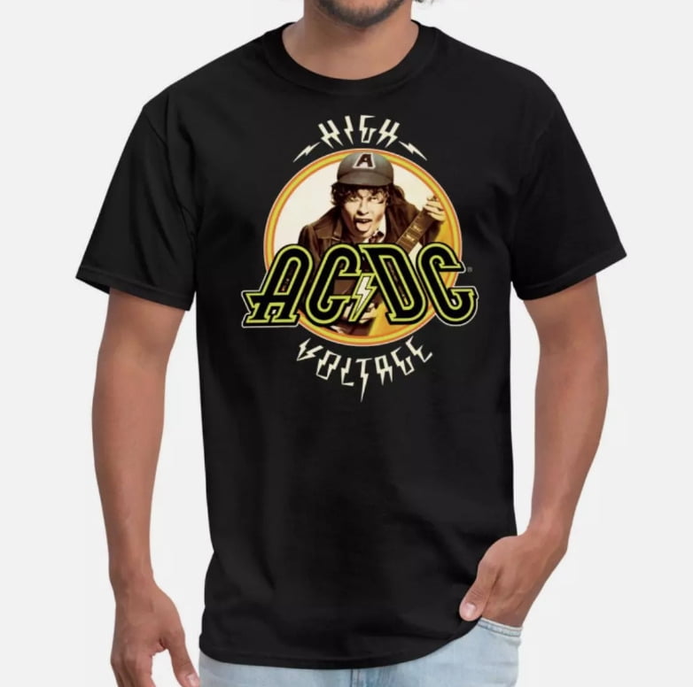 AC/DC Logo High Voltage Album Angus Young Men's TShirt